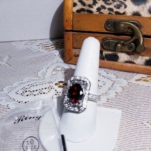 Ruby crystal deco art ring "only 1-unique"